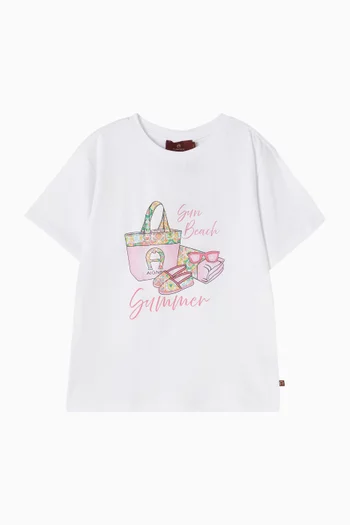Beach-print T-shirt in Cotton