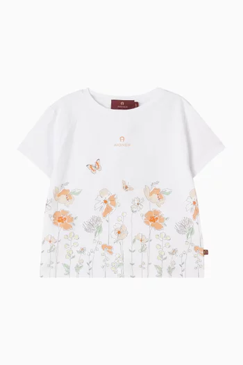 تي شيرت بنقشة زهور قطن