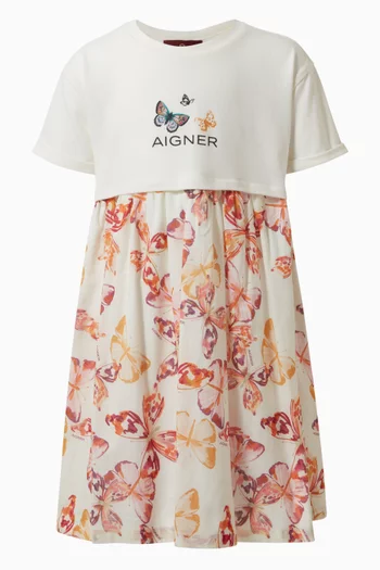 فستان بنقشة فراشات قطن