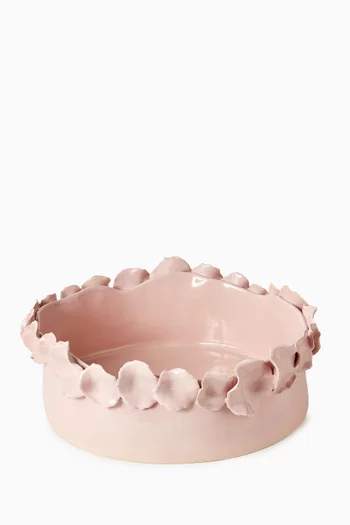 طبق كبير مزين ببتلات زهور خزف