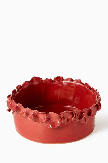 طبق صغير مزين ببتلات زهور خزف