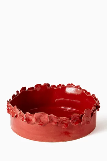 طبق كبير مزين ببتلات زهور خزف