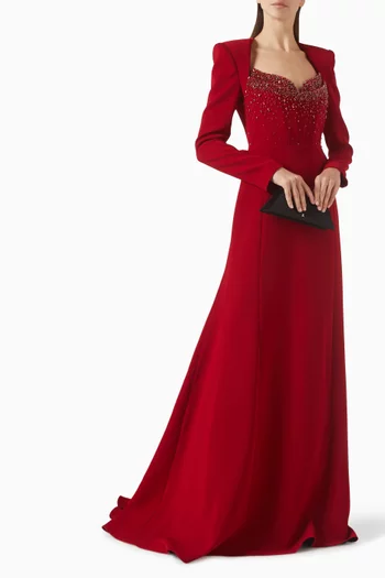 فستان سهرة بصدرية مطرزة