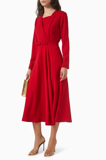 فستان متوسط الطول بحزام