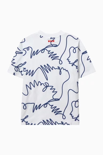 تي شيرت بنقشة تجريدية قطن