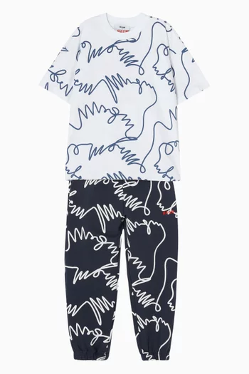 تي شيرت بنقشة تجريدية قطن