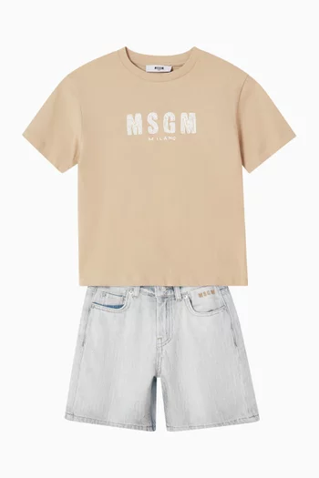 Logo Shorts in Cotton-denim