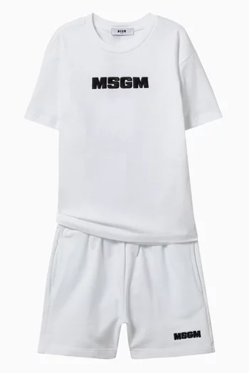 تي شيرت بطبعة شعار الماركة قطن