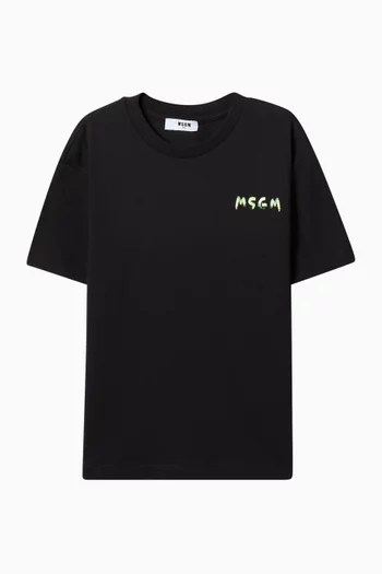 تي شيرت بطبعة شعار الماركة قطن