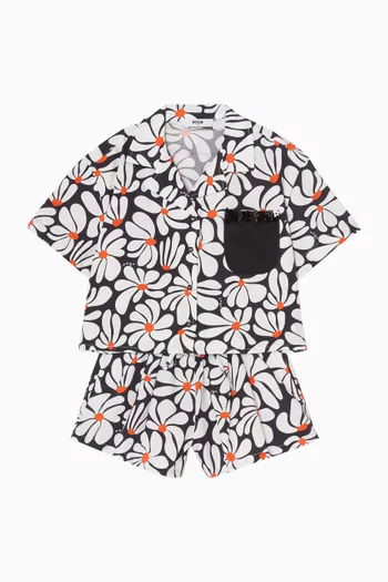 شورت بنقشة زهور ورباط تضييق