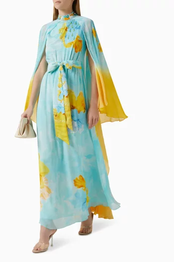 فستان بتطريزات يدوية بارزة شيفون