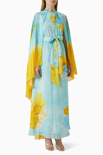 فستان بتطريزات يدوية بارزة شيفون