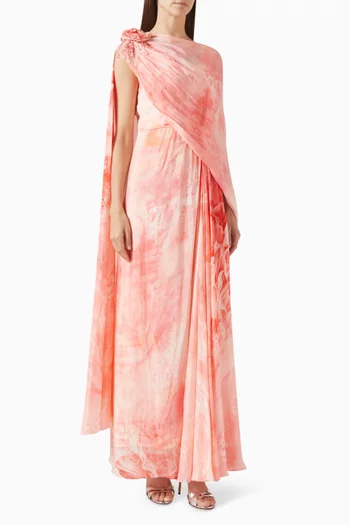 فستان بدرابيه وفتحة رقبة بكتف مكشوف شيفون