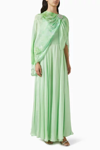 Printed Cape Dress in Chiffon