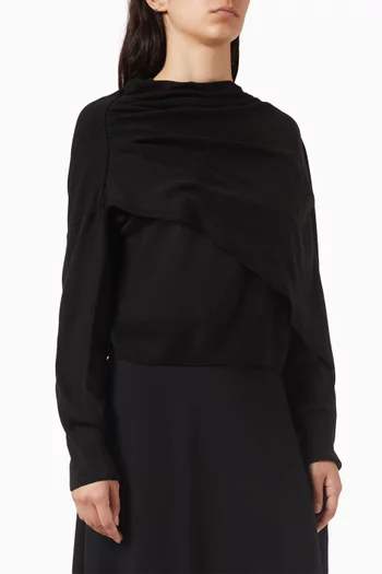 Scarf Drape Sweater in Cotton-knit