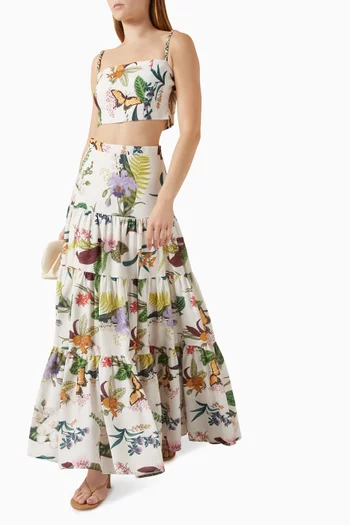 Jazmin Floral-print Cropped Top