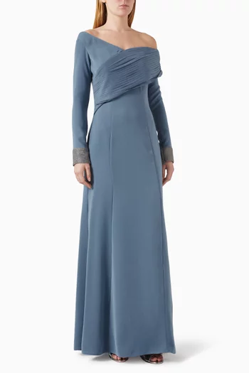 Asymmetrical-neckline Maxi Dress