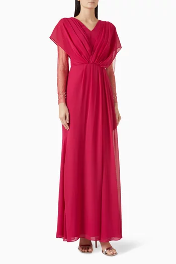 فستان بفتحة ومطرز