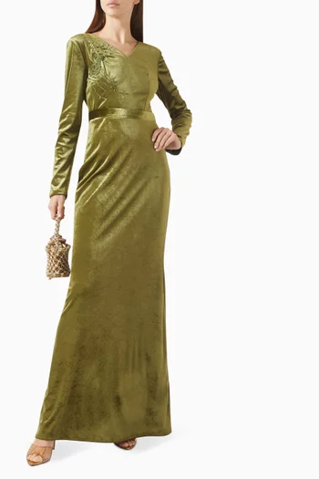Embellished Dress in Stretch-velvet