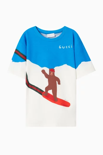 Bear Print T-shirt in Cotton