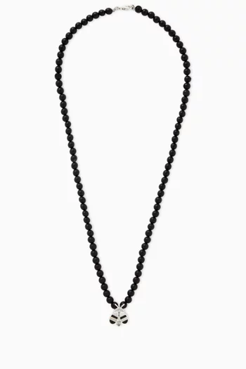 Handmade 925 silver necklace inlaid with wmop, bmop and black onyx stones . Weight 10.01 g:SILVER:One Size|219242704