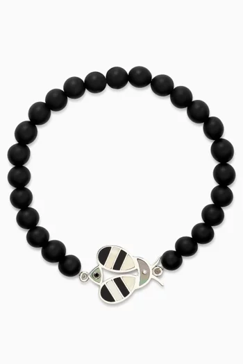 Handmade 925 silver necklace inlaid with wmop, bmop and black onyx stones . Weight 10.01 g:BLACK:One Size|219242699