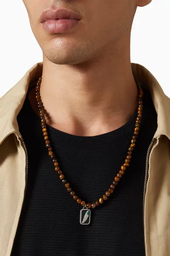 Feather Beaded Necklace in Sterling Silver