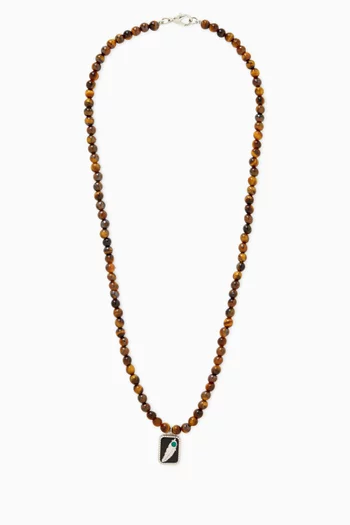 Handmade from  9.95 g of silver , inlaid with malachite dot, black onyx stones, and tigers eye beads.:Brown:One Size|219242710