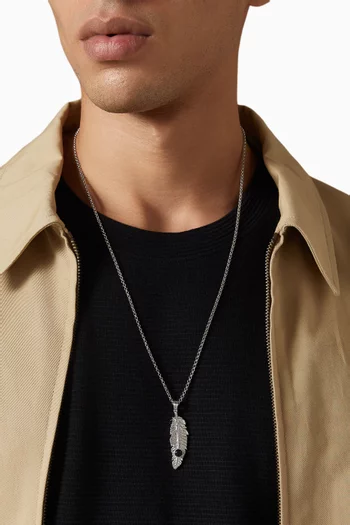 Feather Pendent Necklace in Sterling Silver