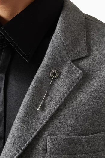 Diamond & Onyx Tie Pin in Sterling Silver