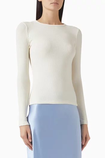 تي شيرت كوينسي بفتحة رقبة مستديرة قماش منسوج