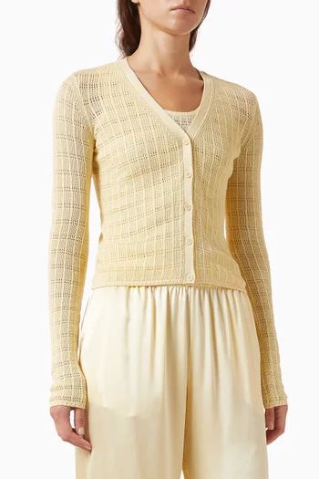 كارديغان فيني منسوج مزيج قطن