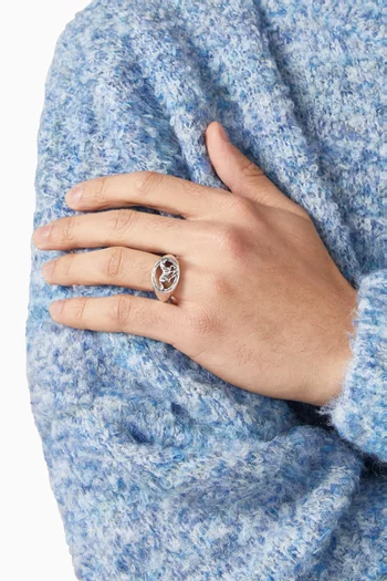 خاتم مستدير بحصان فضة إسترلينية