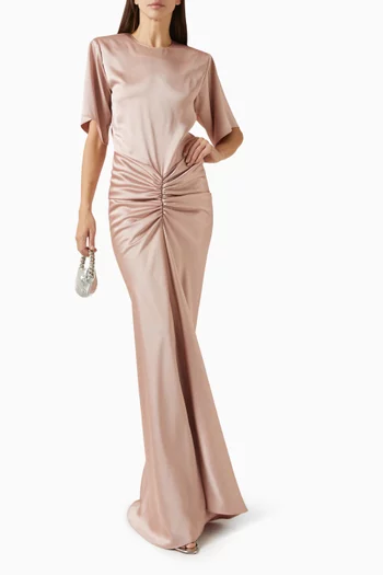 Iris Ruched Dress in Satin