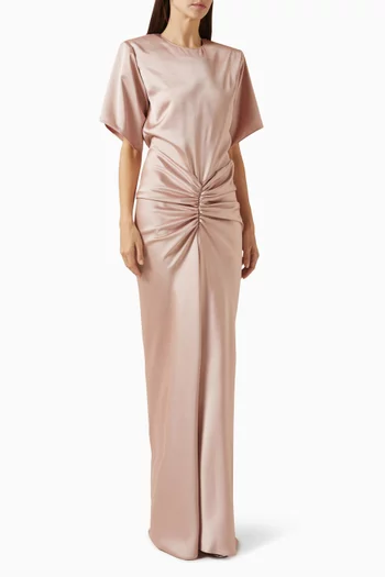 Iris Ruched Dress in Satin