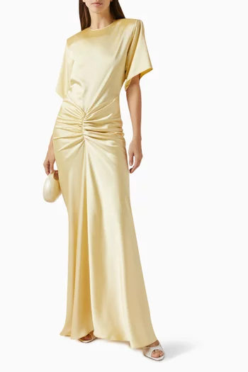 Iris Ruched Dress in Satin