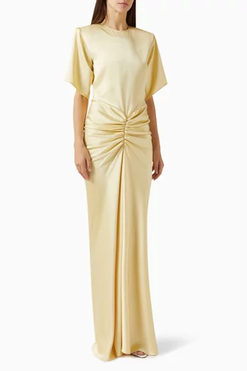 Iris Ruched Dress in Satin