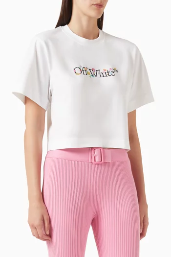 Bookish Flower Crop T-shirt in Cotton