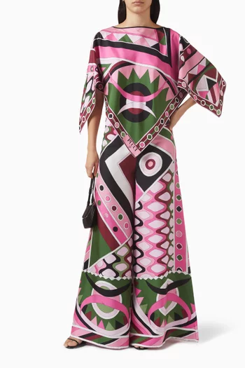 Vivara-print Pants in Silk Twill