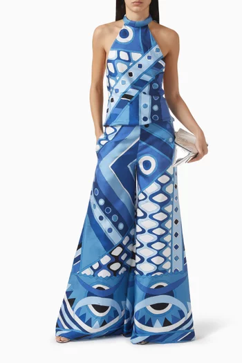 Vivara-print Jumpsuit in Silk Twill