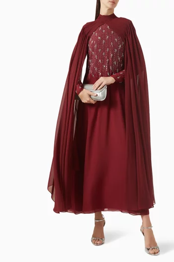 فستان سهرة بطيّات متقاطعة