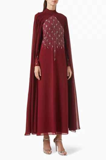 فستان سهرة بطيّات متقاطعة