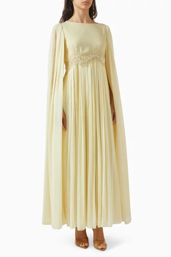 Embellished Cape Gown