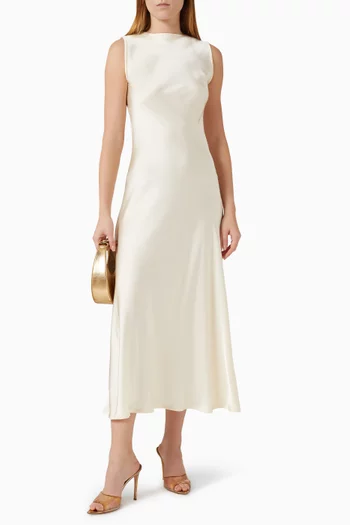 Stone Midi Dress in Satin