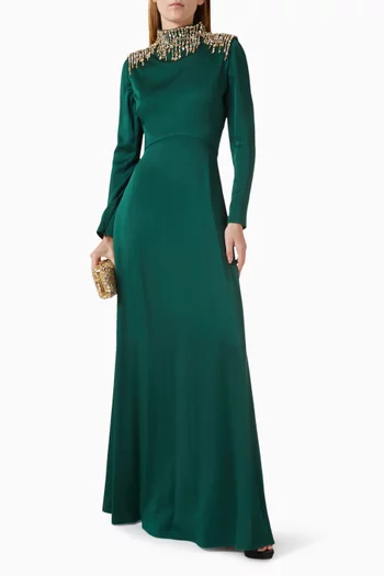 فستان مطرز بالكريستال