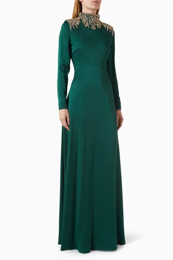 فستان مطرز بالكريستال