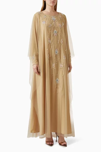 Embellished Kaftan in Tulle & Chiffon
