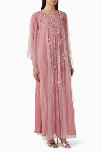 Embellished Kaftan in Tulle & Chiffon