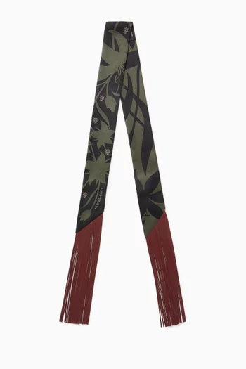 Unused Bouquet Final Leather Fringed Twill Scarf