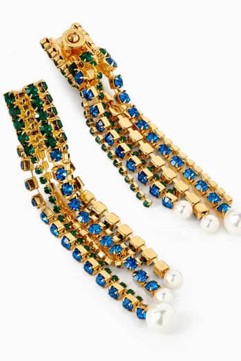 Crystal Drop Earrings in Gold-tone Brass